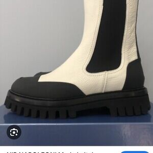 Stylish Black and White Heeled Boots